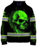 Matedecor Skull US Flag Reflective High Visibility Hoodie For Men Construction Hi Vis Safety Workwear Custom Name