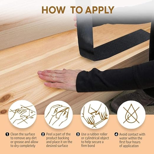 Anti Slip Tape 6” X 24” (15-Pack) - Stair Treads for Stairs, Grip Tape for Indoor and Outdoor, Non Skid Tread for Wooden Steps, Concrete Steps, Etc. (Works on All Surfaces & Weather)