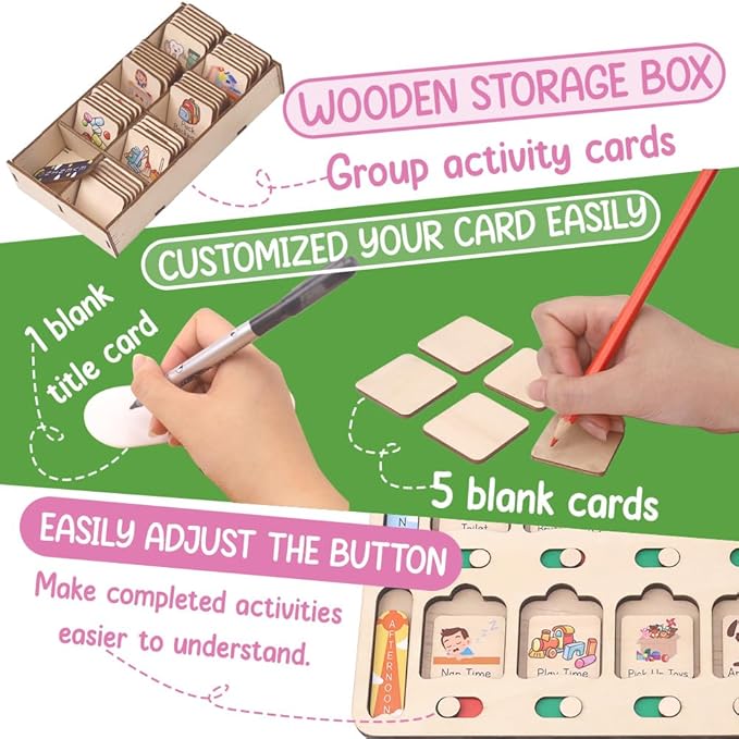 Wooden Kids Chore Routine Board, Toddler Visual Schedule, Home Responsibility Chart