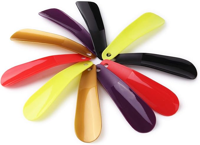 10Pcs Plastic Shoe Horn 6.3" Travel Shoe Horn for Men, Women and Kids Random Color