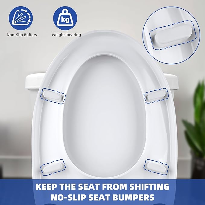 SS124 Toilet Seat Replacement Compatible with TOTO, Elongated Soft Close Toilet Seat for SS124, Transitional Slow-close & Heavy Duty, with Universal Toilet Bolts and Nuts, Cotton White