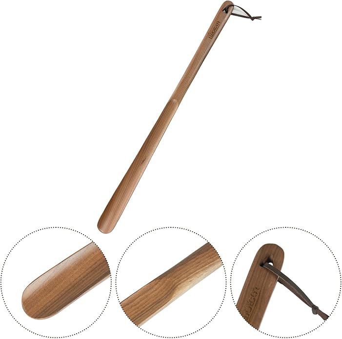 Luxdecor Long Handled Wooden Shoehorns-24in Wooden Long Handle Shoe Horn for Seinors Men Boot Jack Shoe Helper for Women