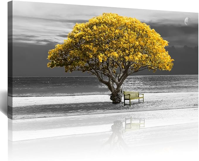 Lapremoly Canvas Wall Art For Living Room farmhouse Wall Decor For Bedroom Office Decor Black And White Wall Painting Yellow Trees Pictures Framed Mural Home Decor Prints Posters Artwork 20X40 inch