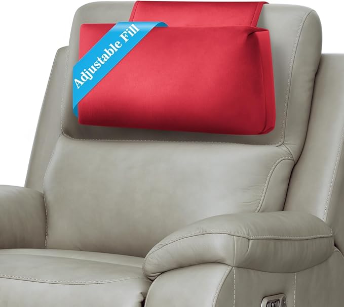 Recliner Headrest Pillow, Adjustable Comfort Neck & Head Support Pillow, Soft Velvet Non-Slip Headrest for Pain Relief & Relaxation, Ideal for Recliner, Couch, Chair, Sofa