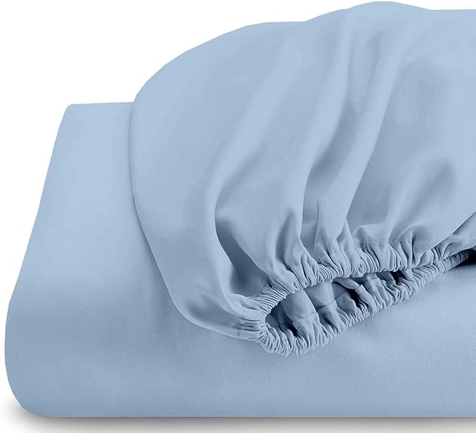 Top Split King Fitted Sheet Only for Adjustable beds, Split Down 39 inches from The Top, 600 Thread Count 100% Cotton Half Split Flex Head Fitted Sheet for Sleep Number Beds, Light Blue