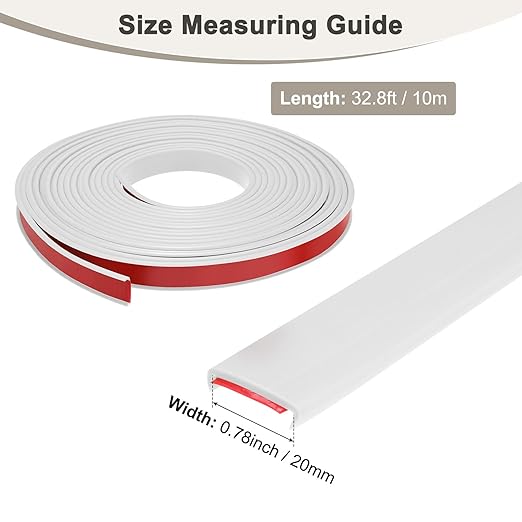 U-Shape Edge Banding, 0.78 Inch x 32.8 FT Self Adhesive Rubber Edge Trim Flexible TPE Corner Protector for Desk/Shelves/Furniture/Countertop/Table/Cabinet/Plywood [White]