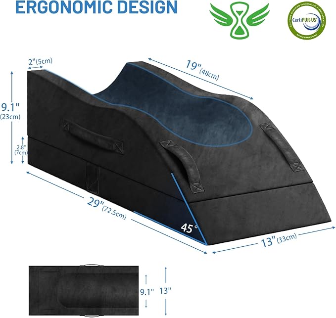 Leg Elevation Pillows, Wedge Pillow for After Surgery Or Rest, Memory Foam Leg Support Adjustable, Back Knee Hip Ankles Pain Relief, Knee Pillow for Sleeping Blood Circulation Black