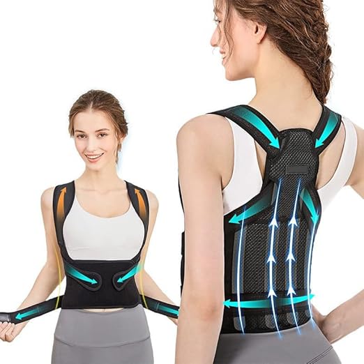 Posture Corrector for Women and Men, Adjustable Back Brace with Full Back Support, Shoulder Straightener for Spine Alignment, Hunchback, Scoliosis, Lumbar, Spine, Black (Medium)