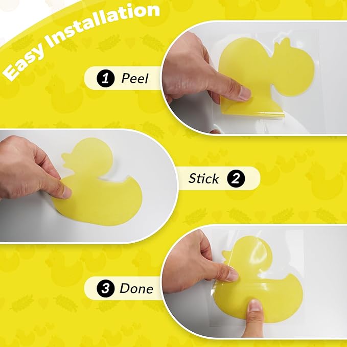 S&X Bathtub Non Slip Stickers for Kids, 12-Pack Cartoon Duck Shower Non Slip Stickers - Comfortable High Grip On Slippery Surfaces