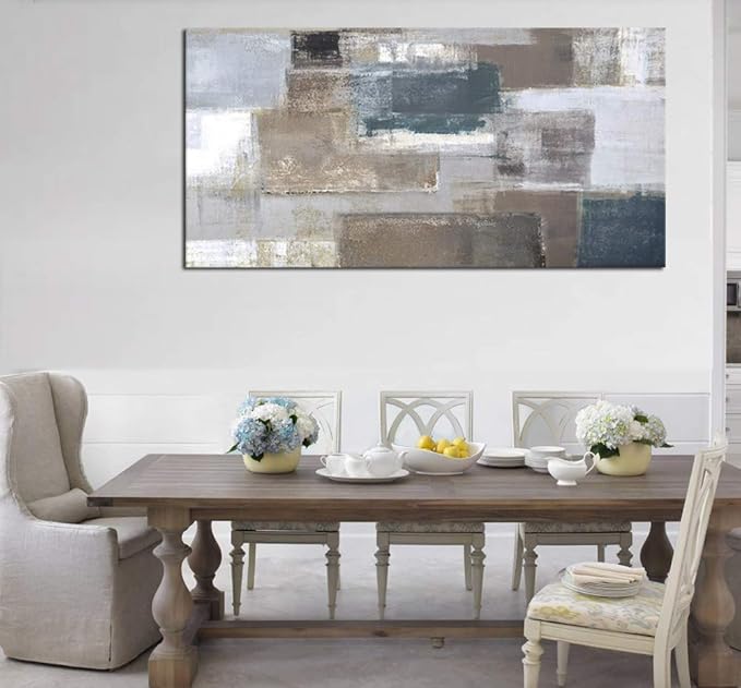 arteWOODS Large Abstract Wall Art for Living Room Decoration Modern Abstract Brown Gray Blocks Painting Picture Prints for Office Wall Decor Home Decorations Framed Ready to Hang 24" x 48"