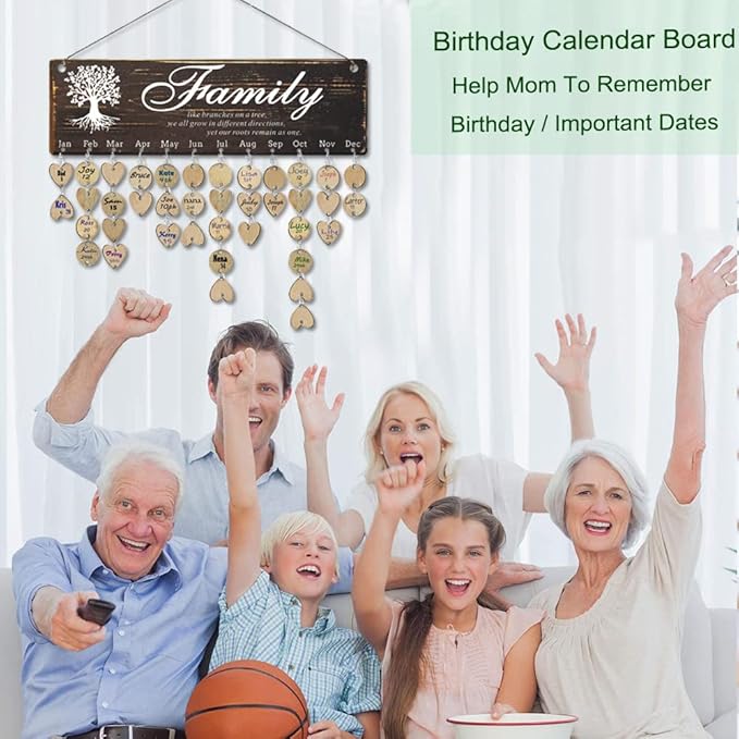 Birthday Gifts for Grandma, Family Birthday Tracker Reminder Calendar Board, Best Mom Grandma Christmas Mother Day Present Idea, Record Birthday in One Place, New Year Gift for Elderly