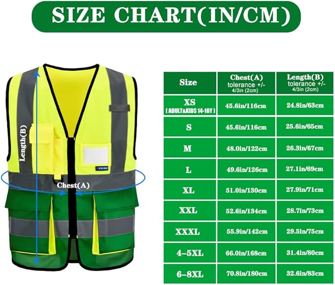 A-SAFETY yellow green work vest