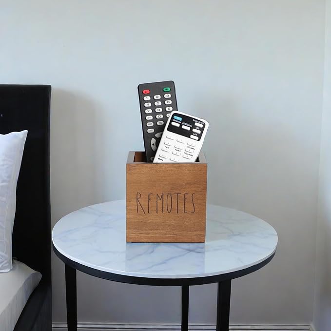 Acacia Wood Remote Control Holder, TV Remote Holder, Remote Organizer for Table,Home,Living room, bedroom for Wooden Remote Box (Brown, S,for 2 or 3 Remote Controls)