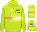 YOWESHOP High Visibility Reflective Safety Hoodie Jacket With Removable Sleeves Hi Vis Outdoor Protective Workwear Unisex