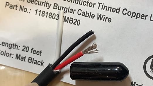 16AWG 4 Conductor Wire Cable (UL2464) - High Flexible Tinned Copper Unshielded Alarm Security Burglar LED Power - for Low Voltage Installations (Matte Black 25FT)