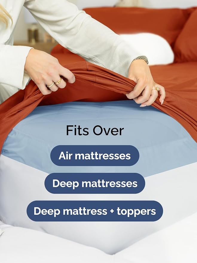 Extra Deep Twin Sheet Set - 4 Piece Breathable & Cooling Sheets - Hotel Luxury Bed Sheets Set - Easy & Secure Fit - Soft, Wrinkle Free & Comfy Sheets Set - Terracotta Sheet Set with Extra Deep Pockets