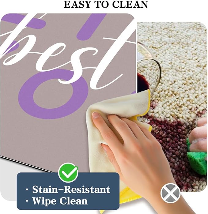 Bath Mat, Bathroom Mat Rugs Super Absorbent Shower Mats Non Slip Quick Dry Thin Rubber Mats for Bathroom Floor Fit Under Door, Shower Rug for Bathtub, Shower, Beige