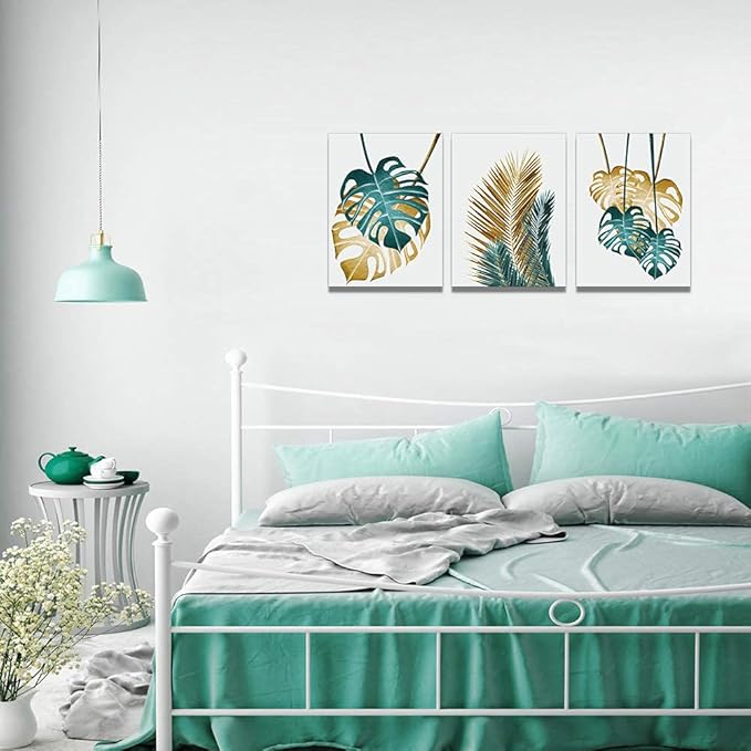 TTHYUEWS Canvas Wall Art For Living Room Family Decorations For Bedroom Kitchen Dining Room Wall Decor Abstract Painting Leaves Wall Pictures Artwork Office Canvas Art Prints Room Home Decor 3 Piece