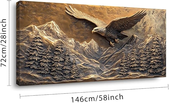 Brown Retro Country Eagle Wall Art for Living Room Canvas Painting Prints Rustic Mountain Sky Vintage Art Deco Modern Artwork Office Bedroom Farmhouse Decor Extra Large