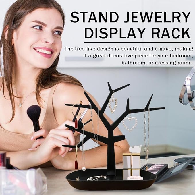Tabletop Key Holder Stand Tree Key Rack,Stand Jewelry Display Necklace Ring Earring Holder Rack,Jewelry Organizer Tray Home Decor for Home Entryway