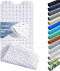Yimobra Long Bath Tub Mat Non-Slip 40"x16", Super Strong Suction Cups, Shower Mat with Drain Holes, Machine Washable Bathroom Floor Mat, Bathroom Essentials, White