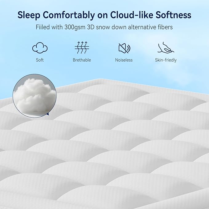 ELEMUSE 3 Inch Cooling Memory Foam Mattress Topper King, 2 Inch Pressure-Relieving Memory Foam and 1 Inch Thick Soft Viscose Made from Bamboo Pillow Top for Hot Sleepers, Removable & Washable Cover