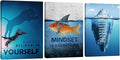Unbruvo Motivational Wall Art for Office, 3 Pieces Cat Glacier Fish Canvas Print, Inspirational Quotes Wall Decor for Living Room, Bedroom, Dorm-(60''Wx 28''H)
