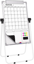 MaxGear Large Monthly White Board Stand with Calendar, 36" x 24" Double Sided Dry Erase Board Easel for School Classroom, Home Office Stand Flip Chart Height Adjustable