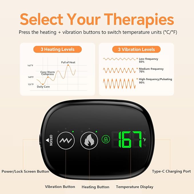 Foot Massager with Heat, Knee Shoulder Elbow 3 in 1 Feet Massager, Heated Knee Massager, Shoulder Massager with Heat Vibration, 210 mins Battery, Cordless Portable, Touchscreen Control (Black)