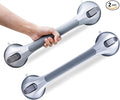 LEVERLOC Shower Grab Bars 2 Pack, Suction Grab Bar Easy to Install Shower Handle for Bathroom Removable Handrails for Seniors Elderly Heavy Duty Safety Grip Waterproof Drill Free, Silver