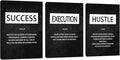 Unbruvo Motivational Canvas Wall Art - 3 Panel Inspirational Wall Decor, Hustle Success Office Decor, Hustle Success Poster for Living Room, Bedroom, Classroom(60" Wx28 H)