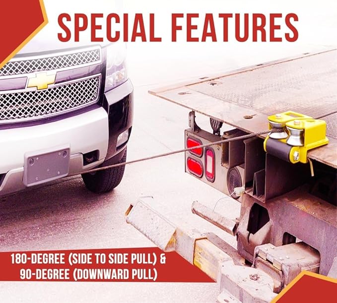 Mytee Products 2 Pack Quick Installation Side Puller Recovery Tool for Vehicle Towing & Angled Winching - 9,000 lbs WLL Powder Coated Steel Compatible with Steel & Aluminum Flatbed Trailers