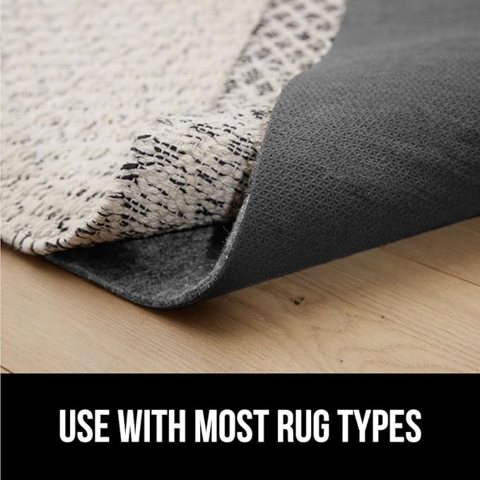 GORILLA GRIP Felt and Natural Rubber Stay in Place Slip Resistant Rug Pad, 1/4in Thick, 3x5 FT Protective Padding Under Area Rugs, Cushioned Gripper Pads, Carpet Runners, Hardwood Floors Protection