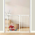 Extra Wide Baby Gate - 43.3-48 Inch Tension Mounted Safety Child & Pet Gate - White Metal - Walk Through - Long - for House Doorways & Stairs