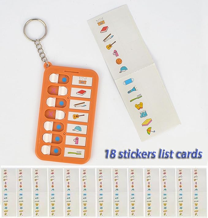 6 Pcs Reminder Board for The Elderly, ADHD Tools for Kids Portable Visual Schedule for Kids School Bag Pendant Detachable Daily Task Planning Pad with 18pcs List Cards Stickers for Kids