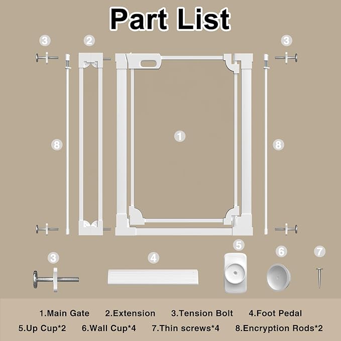 WAOWAO 40" Extra Tall Clear Acrylic Baby Gate for Dogs and Kids with Double Lock, 29.5"-37.37" Width, Safety Auto Close Pet Gate for Babies and Pets, Fits Doorways, Kitchen, and Entryways, White