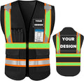 YOWESHOP High Reflective Visibility Safety Vest Custom Your Logo Safety Workwear with Reflective Strips and Pockets