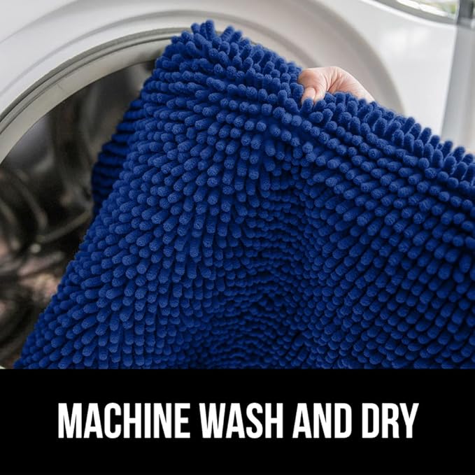 GORILLA GRIP Bath Rug Mat 44x26, Soft Absorbent Chenille, Quick Dry Microfiber Mats, Rubber Backing Washable Shower Floor Rugs, Bathmat Runner, US Designed Bathroom Home Decor Accessories Royal Blue