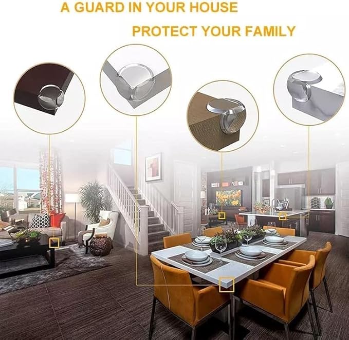 Corner Protector, Baby Proof Furniture Corner Guards, Safety Bumpers & Cushion to Cover Sharp Furniture & Table Edges,Clear and Transparent,Pre-Taped (12 Count Round-Shape(Park of 1))