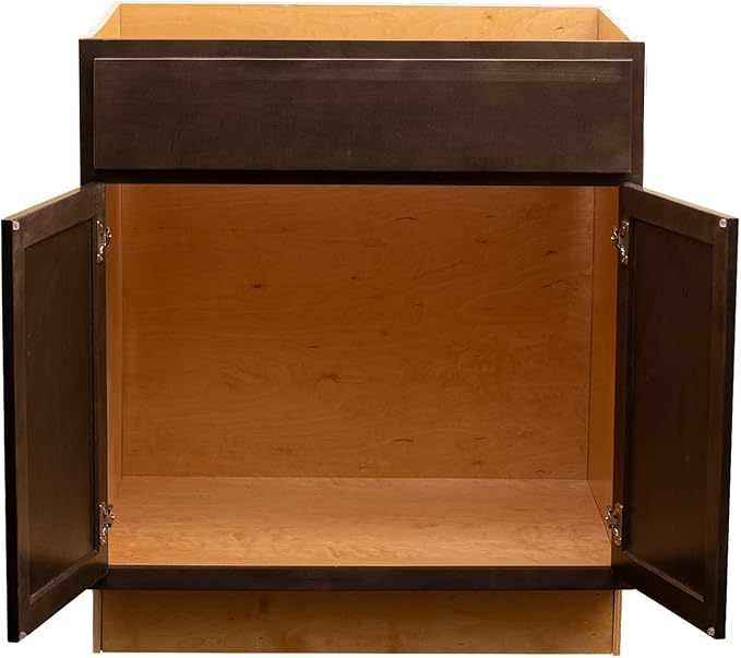 Quicklock RTA (Ready-to-Assemble) | Base Kitchen Cabinets - Shaker Style | Made in America (Espresso Stain, 36" Wx34.5 Hx24 D Sink Base)