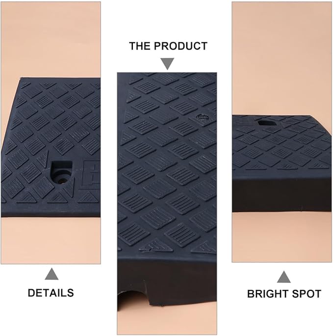 Rubber Threshold Ramp Mat 50X27X11Cm Black Portable Slope Ramp Cushion for Wheelchair Access and Home Steps for Mobility Assistance