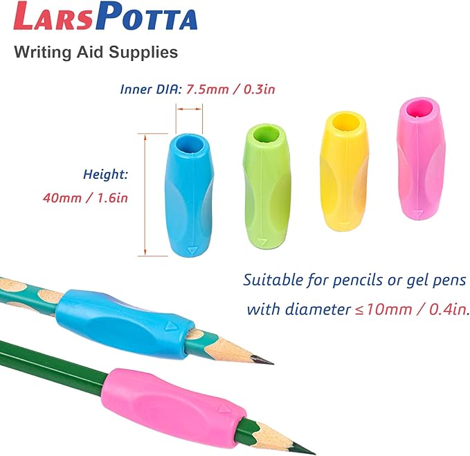 Ergonomic Pencil Grips 40 Pcs with 8 Colors, Silicone Pencil Holders for Kids Handwriting, Toddler Gel Pencil Cushion Grippers, Triangle Pen Grips for Adults Writing Aid, Classic