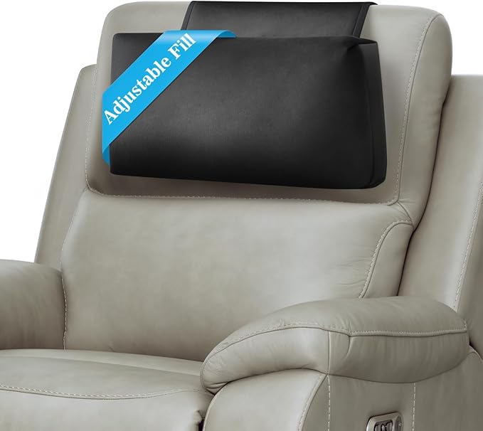 Recliner Headrest Pillow, Adjustable Neck & Head Support Pillow, Soft Velvet Non-Slip Headrest for Recliner, Couch, Chair, Sofa
