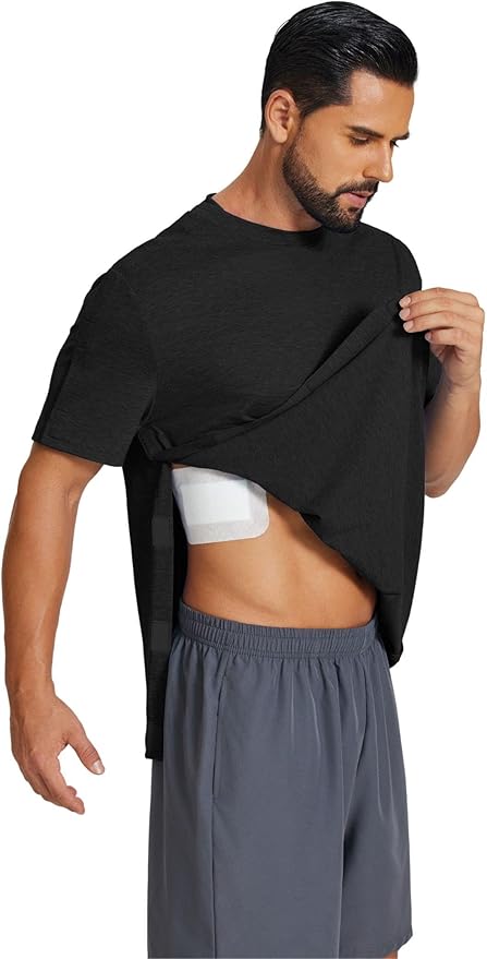 Deyeek Shoulder Post Surgery Recovery Shirts for Men Full Tear Away Short Sleeve T Shirt Adaptive Chemo Clothing