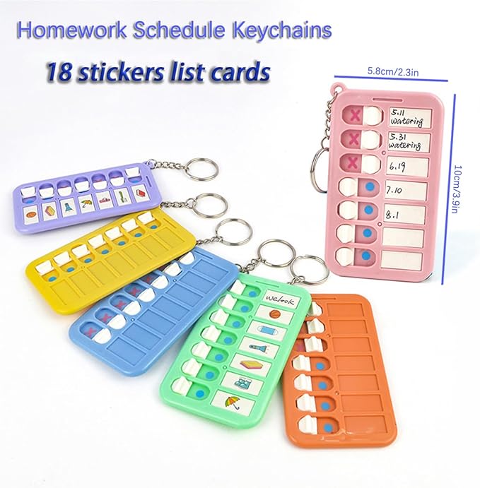 6 Pcs Reminder Board for The Elderly, ADHD Tools for Kids Portable Visual Schedule for Kids School Bag Pendant Detachable Daily Task Planning Pad with 18pcs List Cards Stickers for Kids