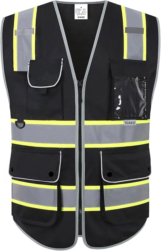 XIAKE Reflective Safety Vest for Men & Women High Visibility Class 2 Vest with Pockets Meets ANSI Standards