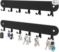 2 Pack Key Holder for Wall,Key Hooks,Key Holder Wall Mount Self Adhesive, Key Rack Wall Mount for Wall No Drill for Living Room, Kitchen, Bathroom, Garage (Black, 12 Hooks)