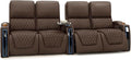 Seatcraft Apex Zero-Gravity CoolZero Italian Leather Home Theater Seating, Powered Headrest, Powered Lumbar, Powered Recline, Row of 4 Dual Loveseats, Brown