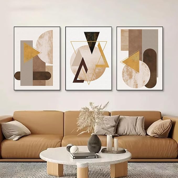 QKF Minimalist Abstraction Canvas Wall Art Decor Home Deco 3 Piece Fashion Geometric Graphical Pictures Modern Bedroom Room Bathroom Posters & Prints 16“X 24”