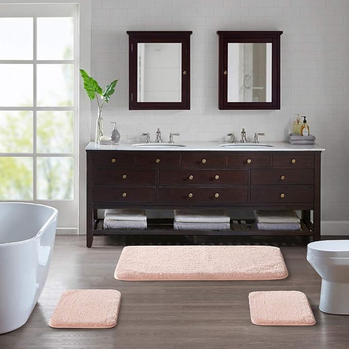 Suchtale Extra Soft & Absorbent Shaggy Bath Mat (24 x 40, Blush) - Machine Washable Microfiber, Non Slip, Luxury Floor Mat